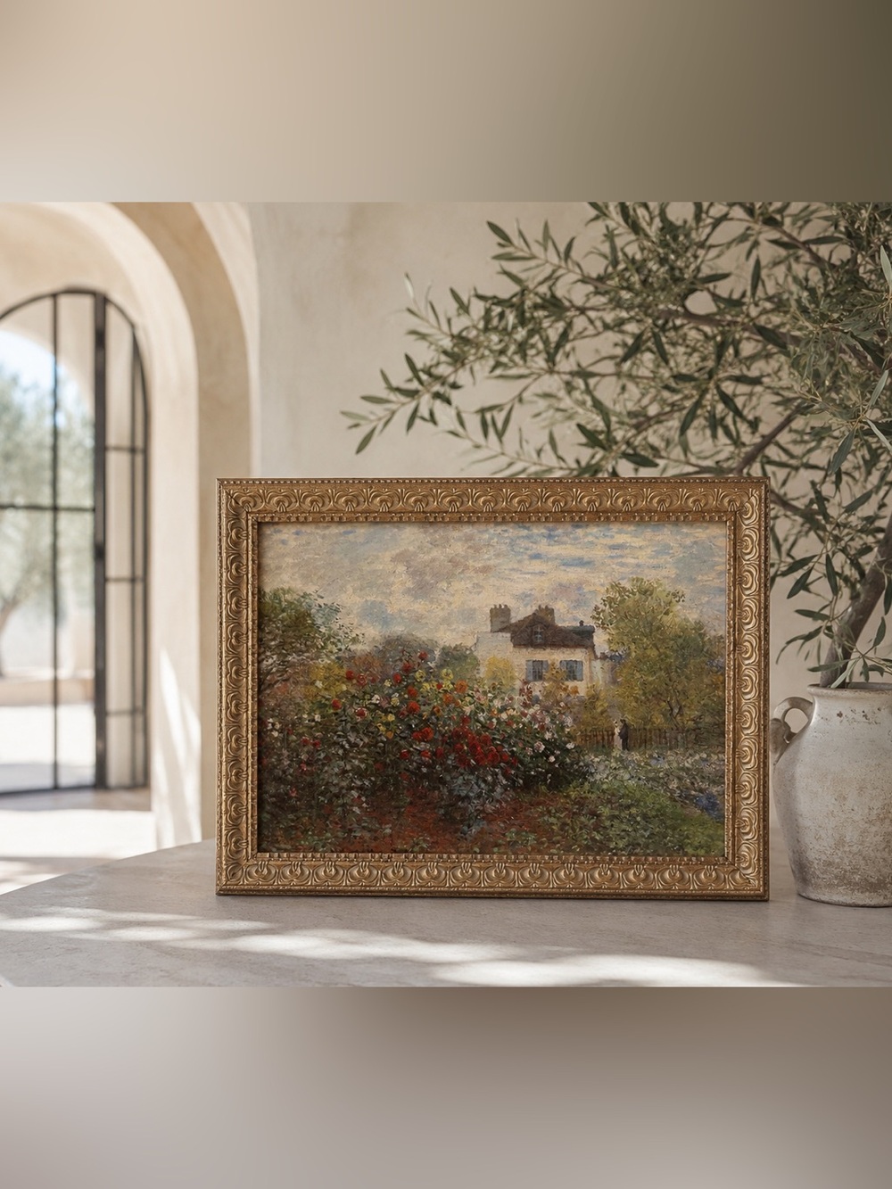 16x12” The Artist's Garden in Argenteuil vintage inspired art ornate by Monet